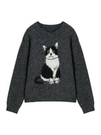 Luna Cat Jacquard Knit Sweater
