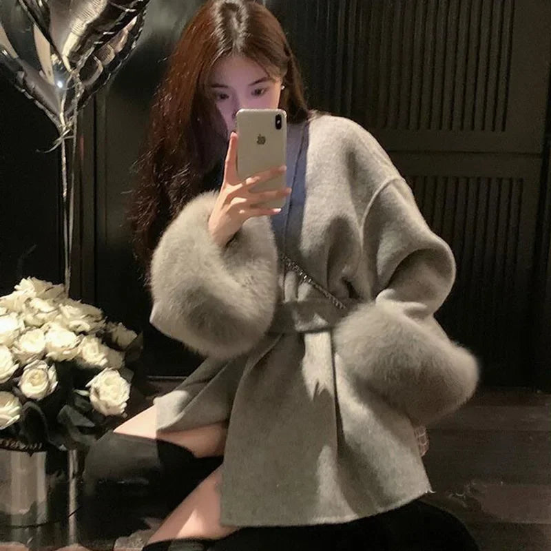 Aureline Fox Fur Wool Coat
