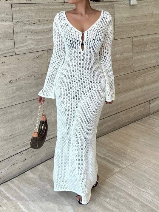 White Knit Maxi Dress