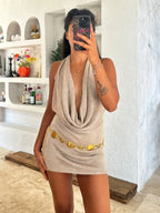 Women’s Deep V Backless Mini Dress