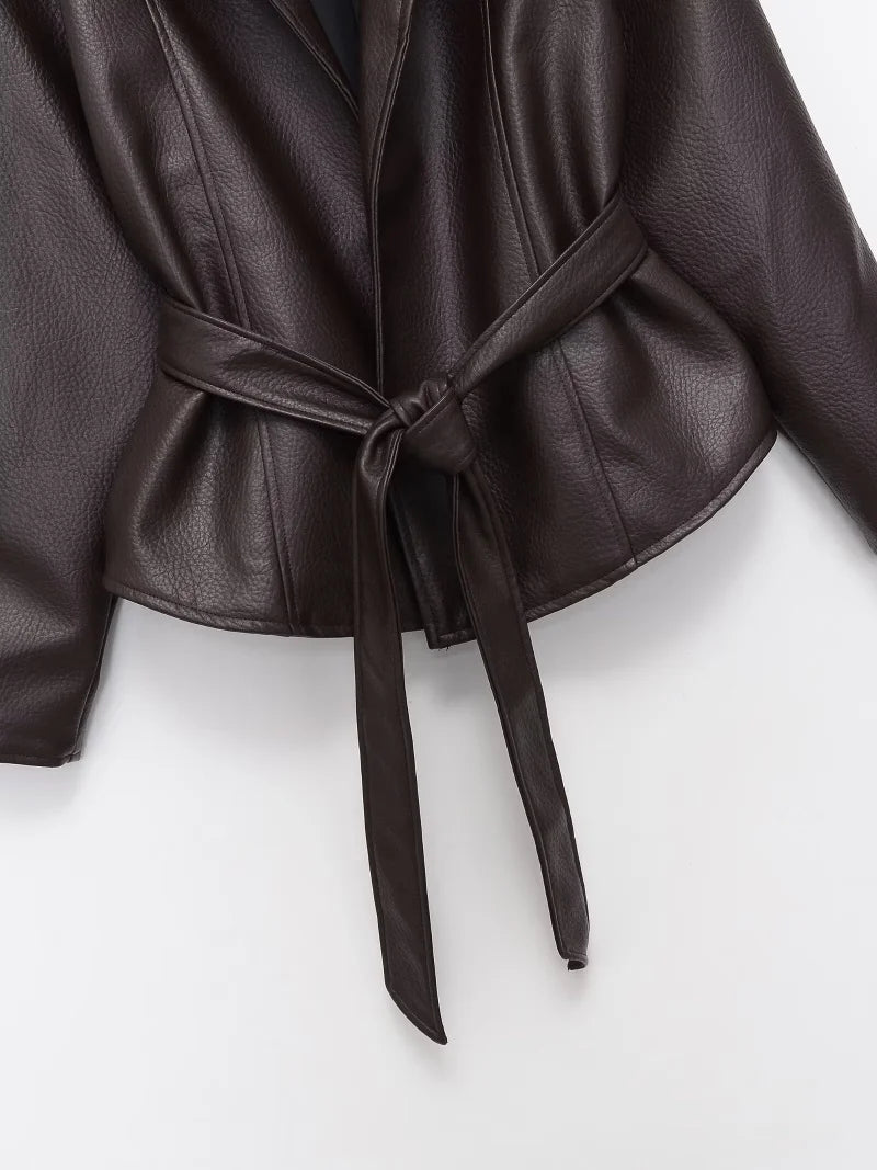 Valentina Belted PU Leather Jacket