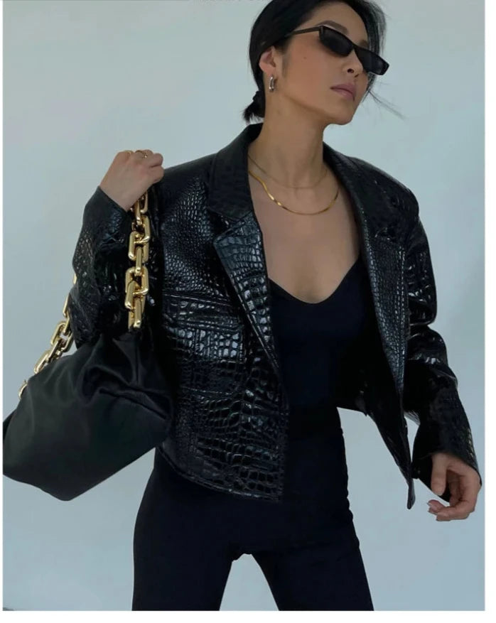 Leire Short Crocodile Jacket
