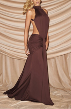 Women’s Backless Turtleneck Maxi Dress