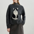 Luna Cat Jacquard Knit Sweater
