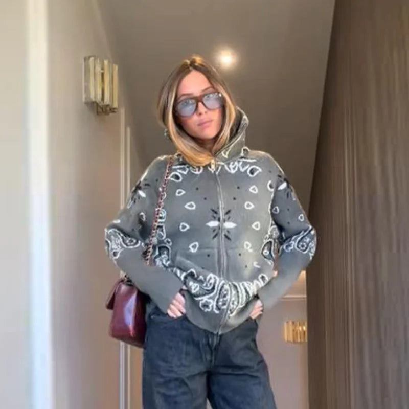 Women’s Jacquard Zip Cardigan