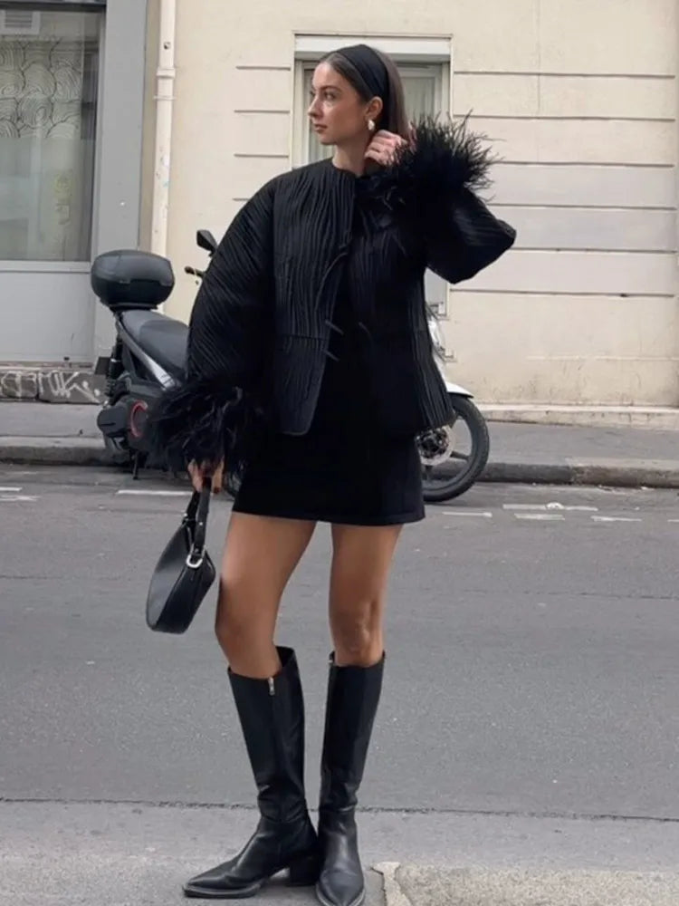Alba Feather Cuffs Coat