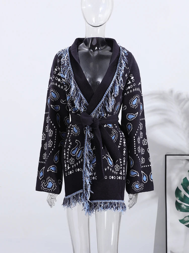 Women’s Geometric Tassel Cardigan