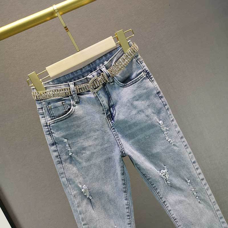 Rhinestone Fringed Jeans