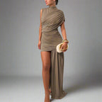 Irregular Ruched Mini Dress