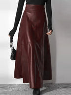 Women’s High Waist Leather Long Skirt