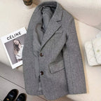 Evelyn Herringbone Wool Blazer