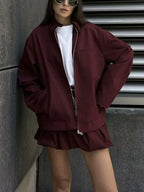 Burgundy Canvas Zip Jacket