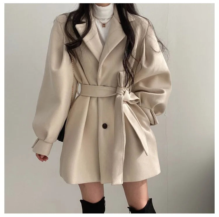 Isadora Lace-Up Wool Coat