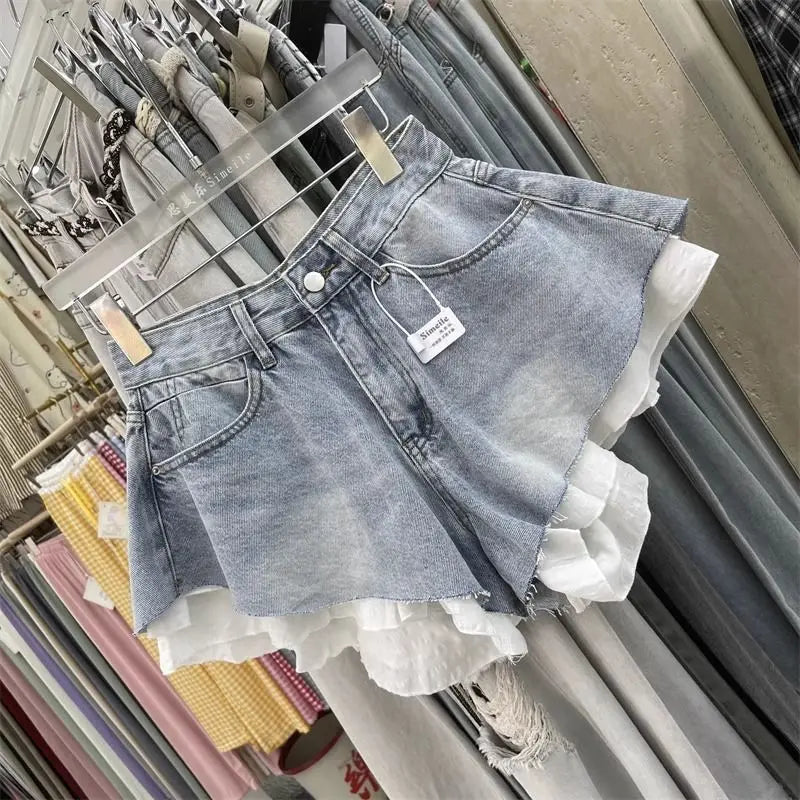 Women’s Lace Trim Denim Shorts