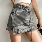Denim Spliced Shorts