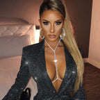 Rhinestone Heart Chest Necklace