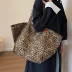 Retro Leopard Canvas Tote Bag