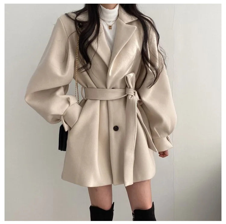 Isadora Lace-Up Wool Coat