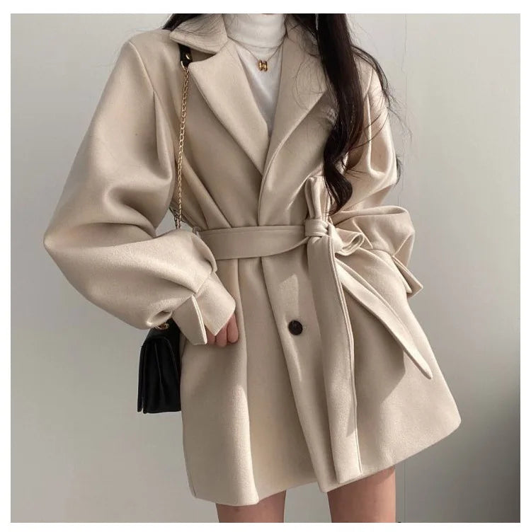 Isadora Lace-Up Wool Coat