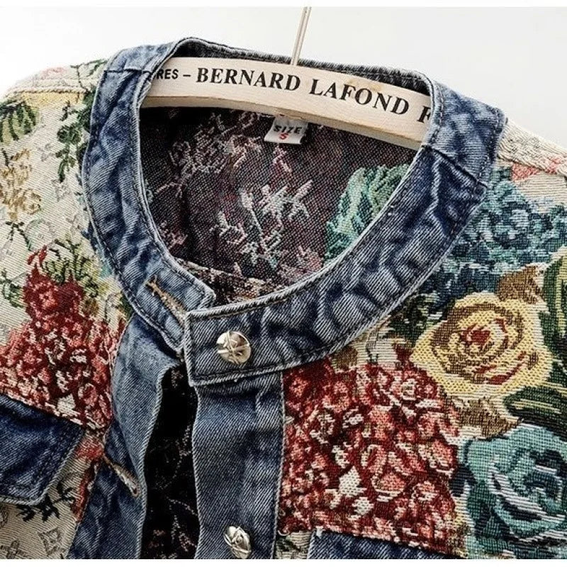Retro Jacquard Denim Jacket