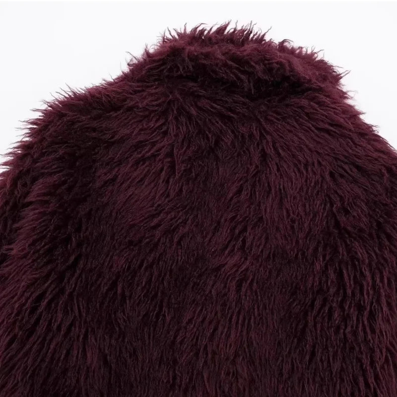 Amara Burgundy Faux Fur Cardigan