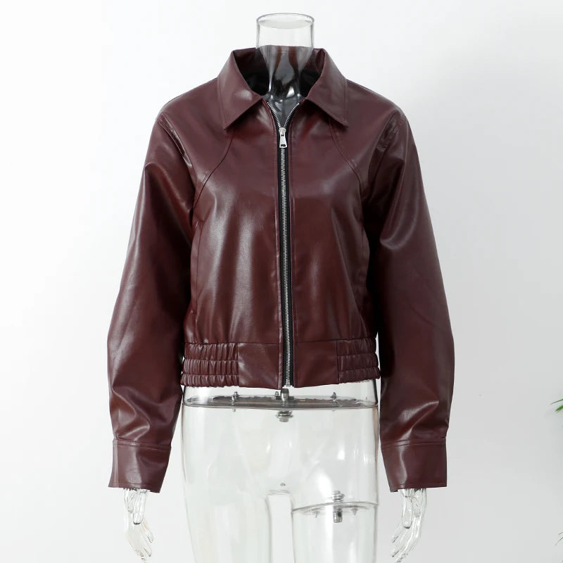 Women's Vintage Zipper Leather Jacket