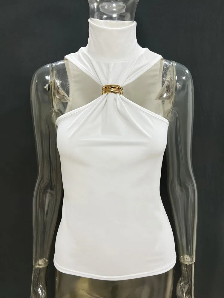 Turtleneck Knit Tank Top