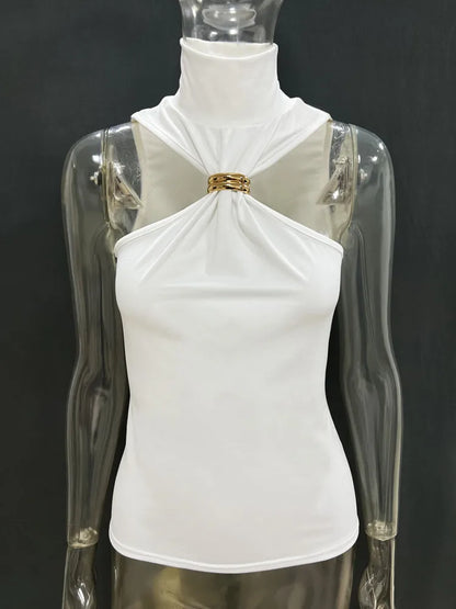 Turtleneck Knit Tank Top