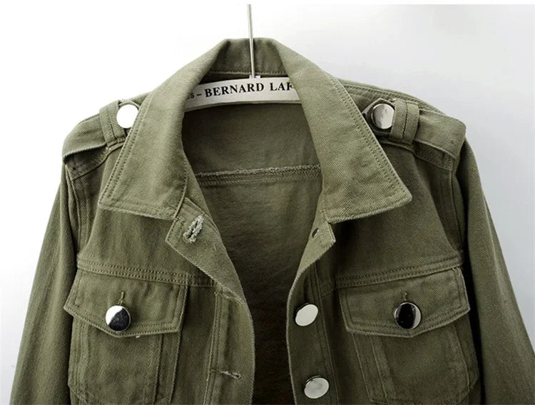 Women’s Army Green Denim Jacket