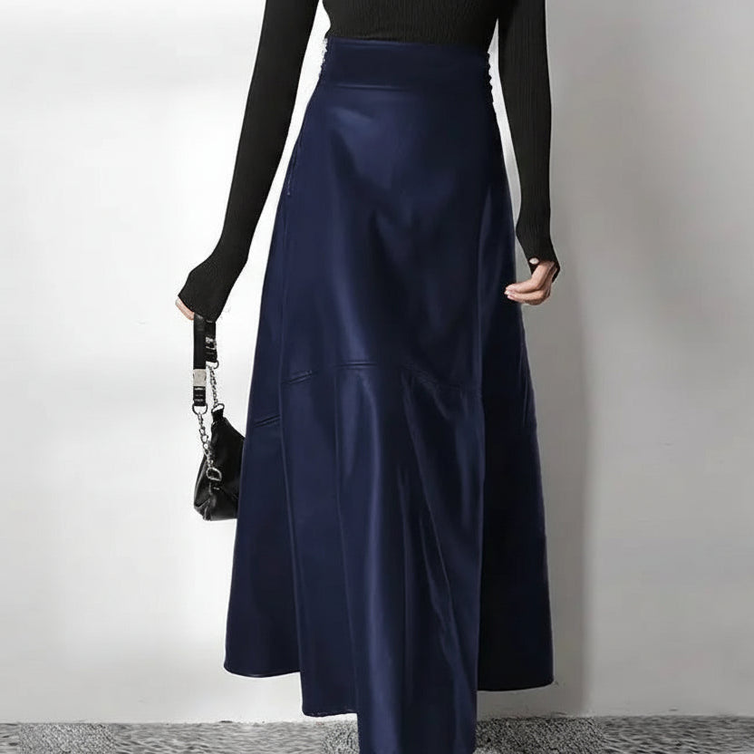 Women’s High Waist Leather Long Skirt