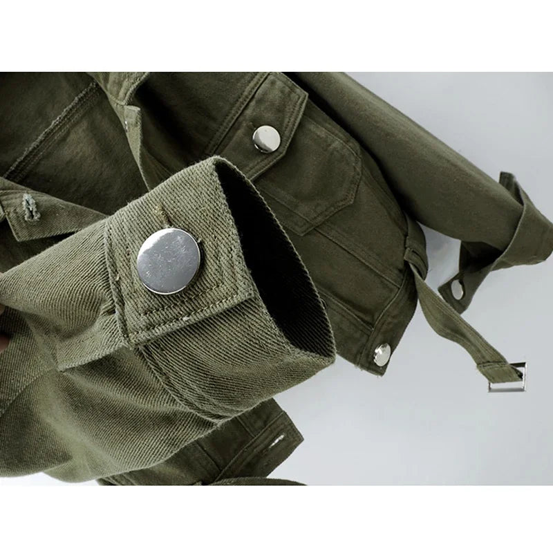 Women’s Army Green Denim Jacket