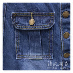 High-Waist Front Slit Denim Pencil Skirt