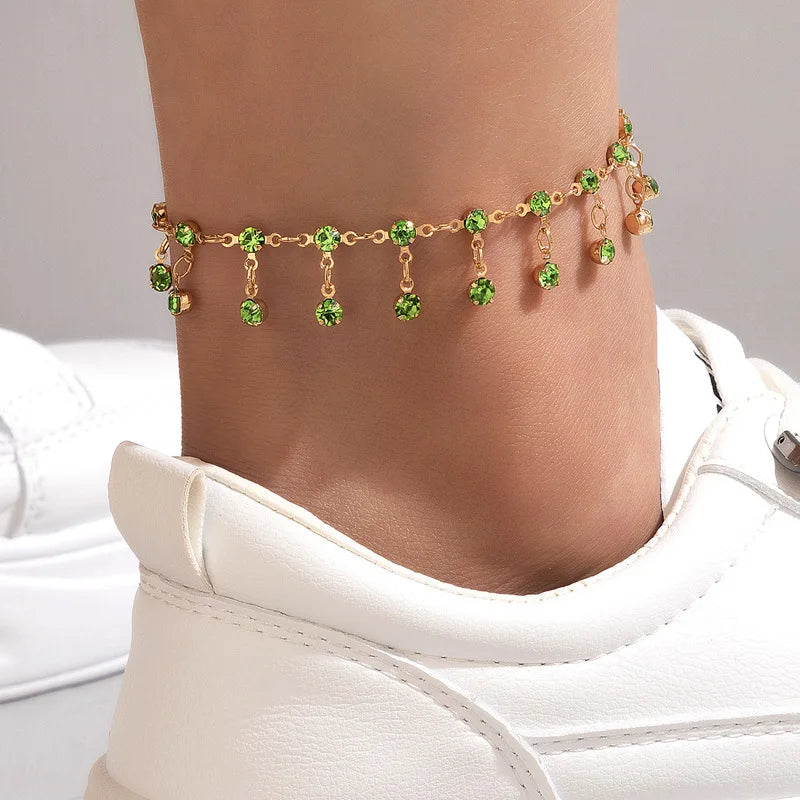 Rhinestones Tassel Anklet