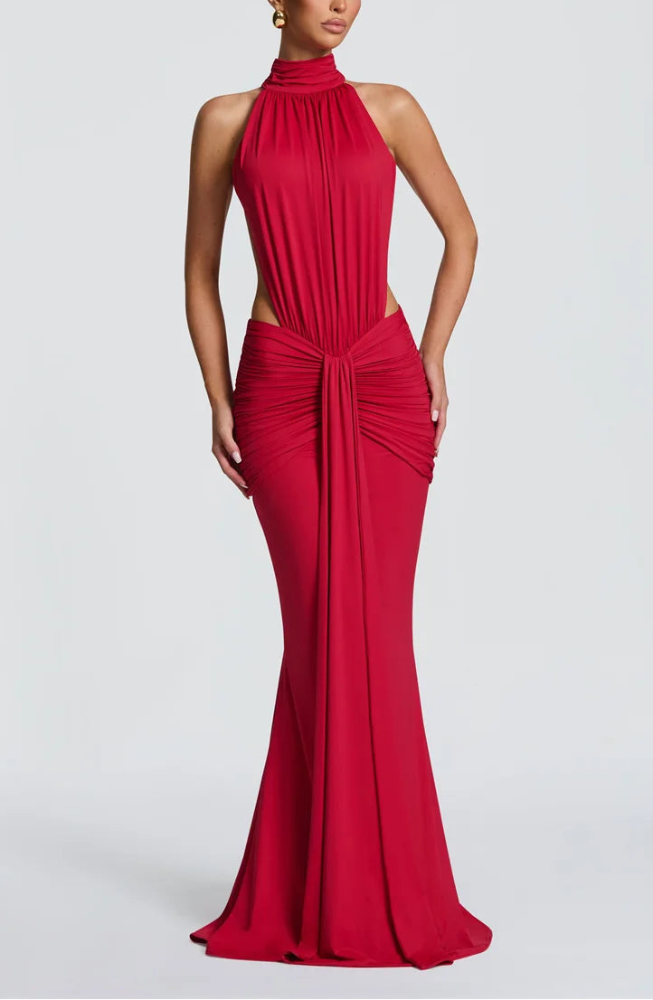 Women’s Backless Turtleneck Maxi Dress