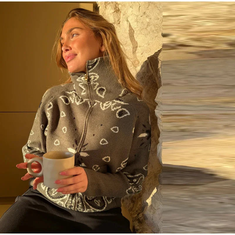 Women’s Jacquard Zip Cardigan