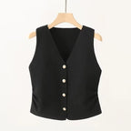 V-Neck Ruched Waist Vest