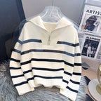Elise Striped Zip Knit Sweater