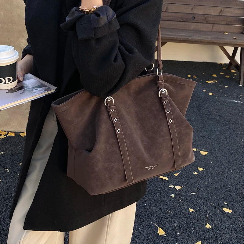 Mirella Suede Buckle Tote Bag