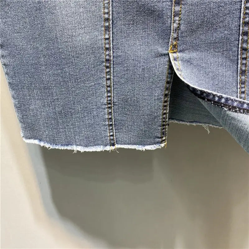 Vintage A-Line Denim Midi Skirt
