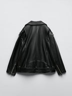 Belted Moto Faux Leather Jacket