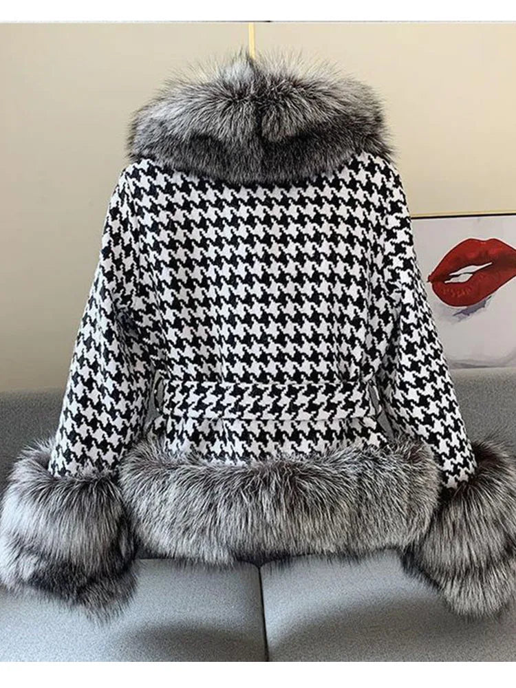Montelle Tweed Fur Coat