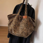 Retro Leopard Canvas Tote Bag