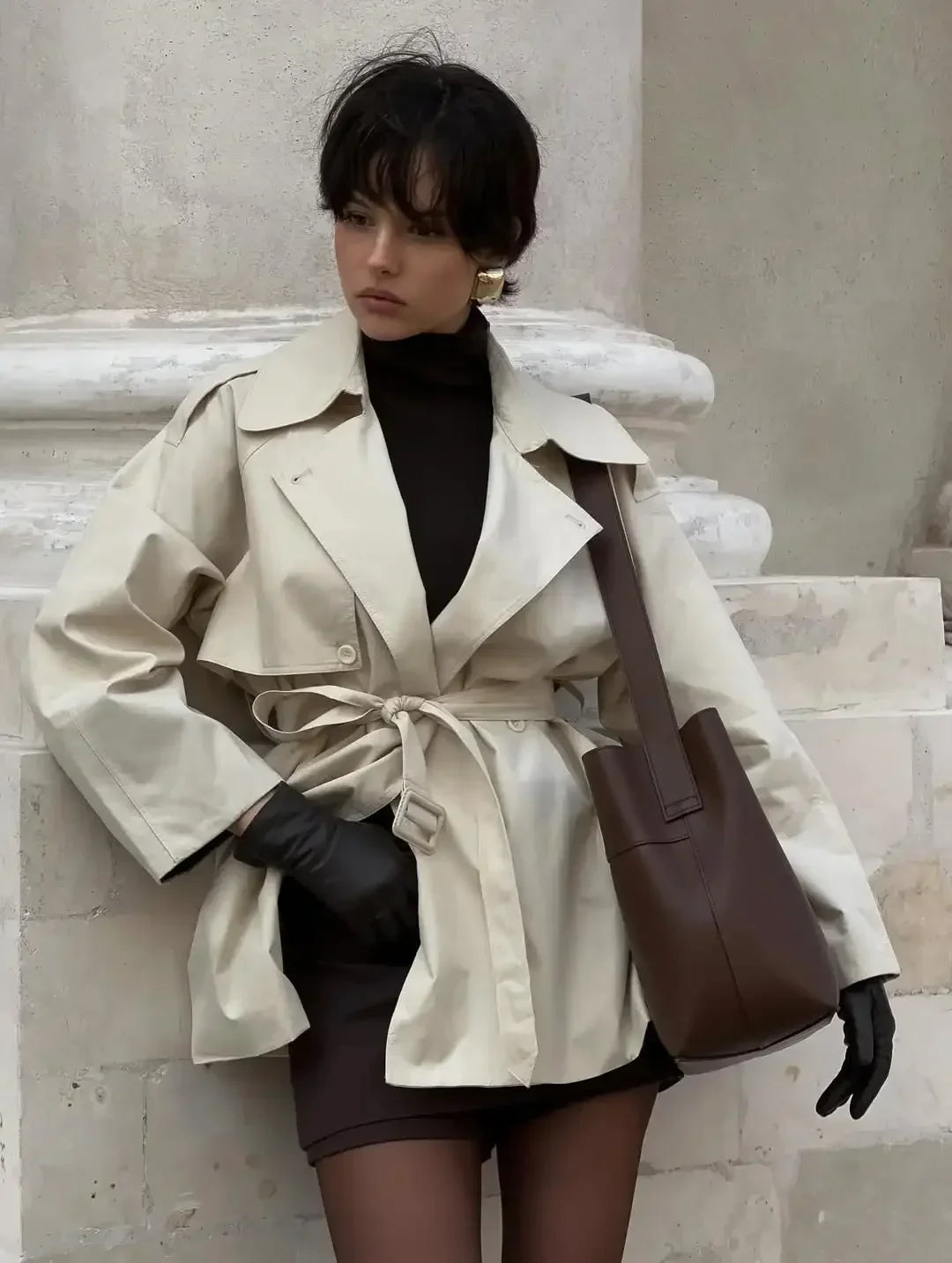 Women’s Belted Short Trench Coat