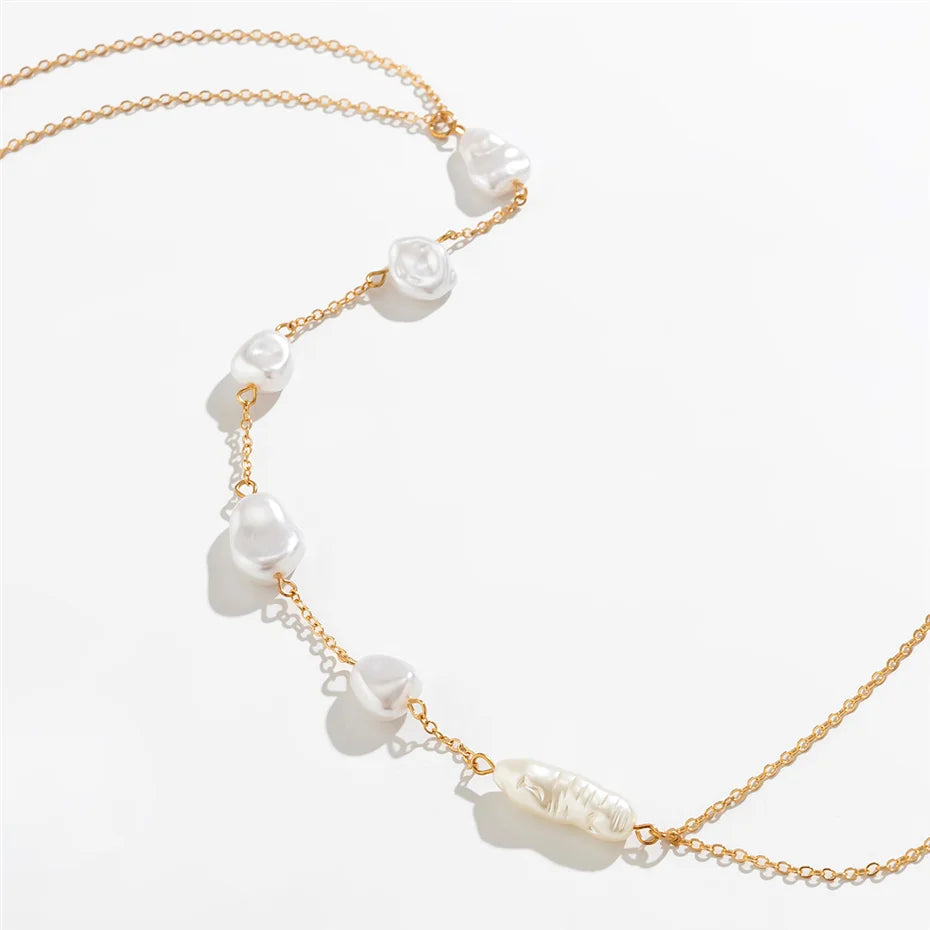 Boho Pearl Chest Necklace