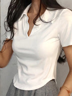 Short Sleeve Lapel Top