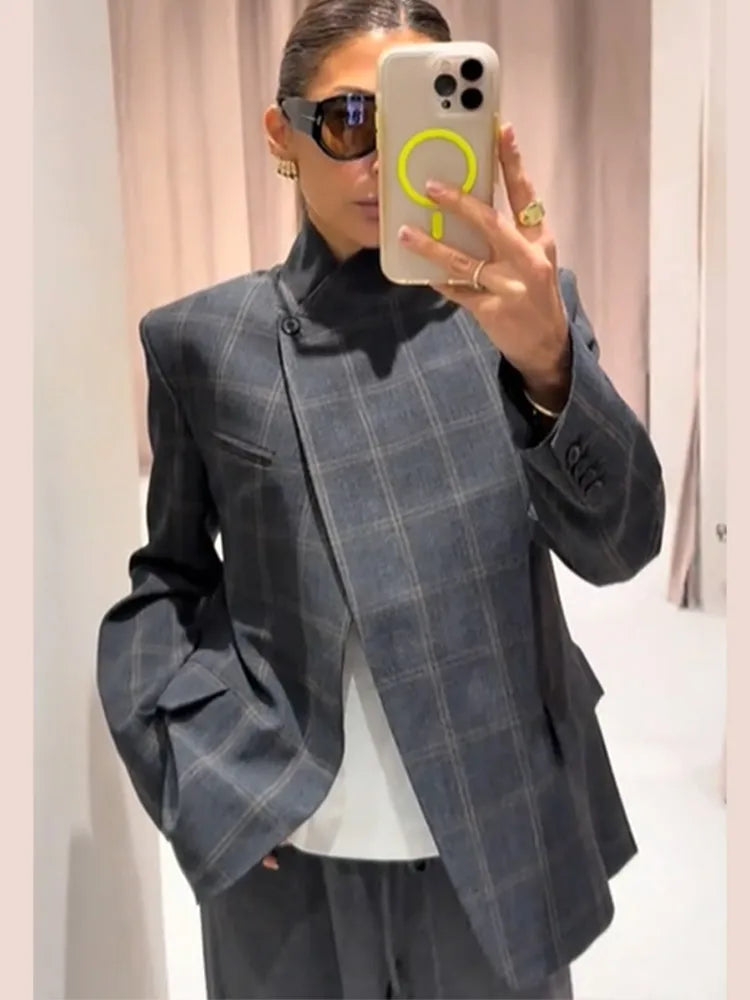Irregular Check Blazer Jacket