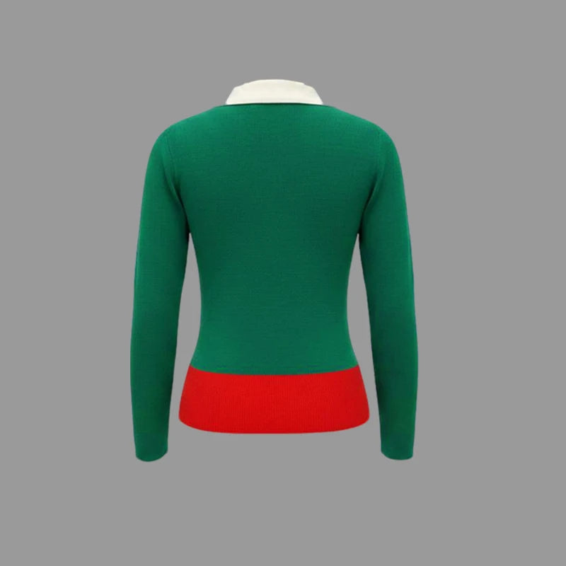 Sophia Contrast Button Knit Sweater