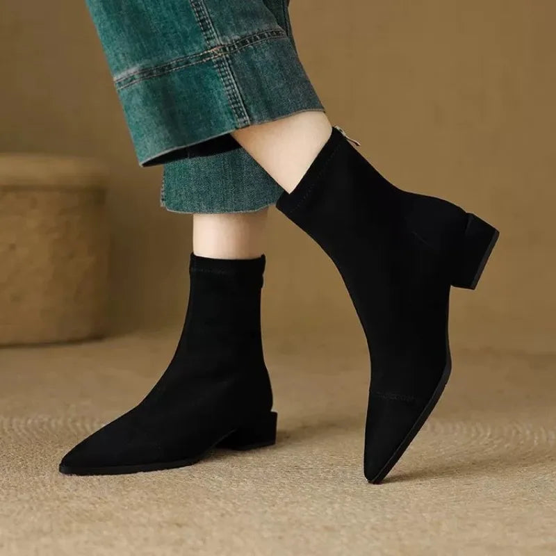 Luna Pointed Toe Low Heel Ankle Boots