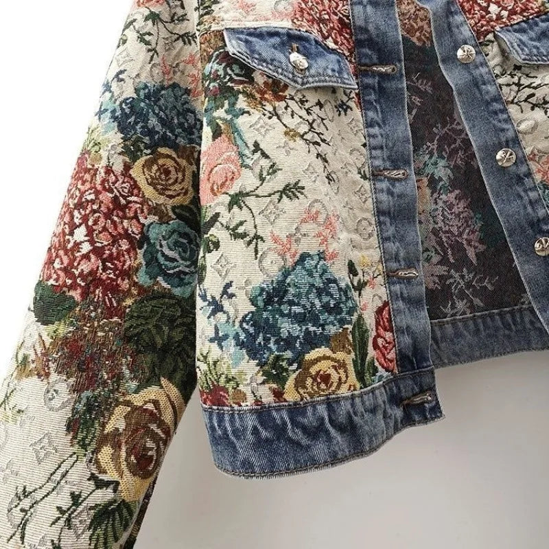 Retro Jacquard Denim Jacket