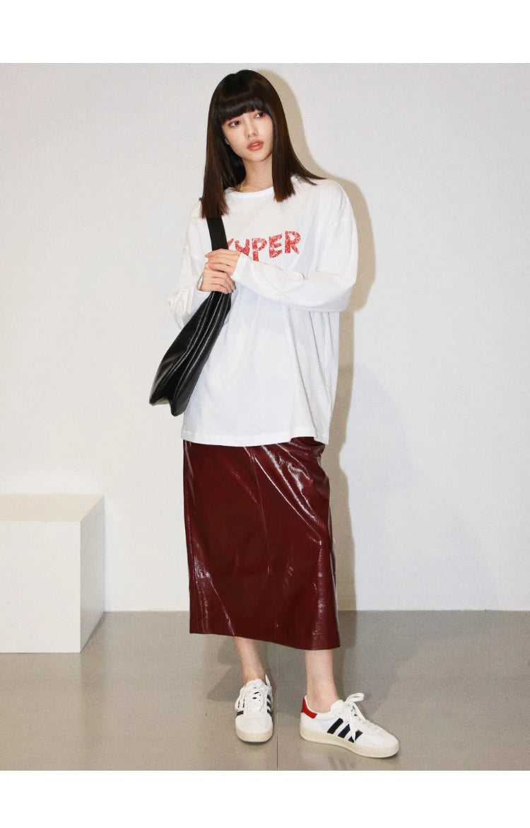 Aurora Leather Midi Skirt